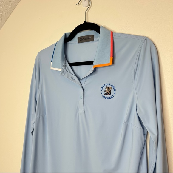 G/Fore U.S. Open Long Sleeve Tech Polo Shirt Blue Size Medium 125th 2025 Tennis - Picture 3 of 8